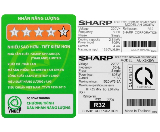  MÁY LẠNH SHARP INVERTER 1 HP AH-X9XEW